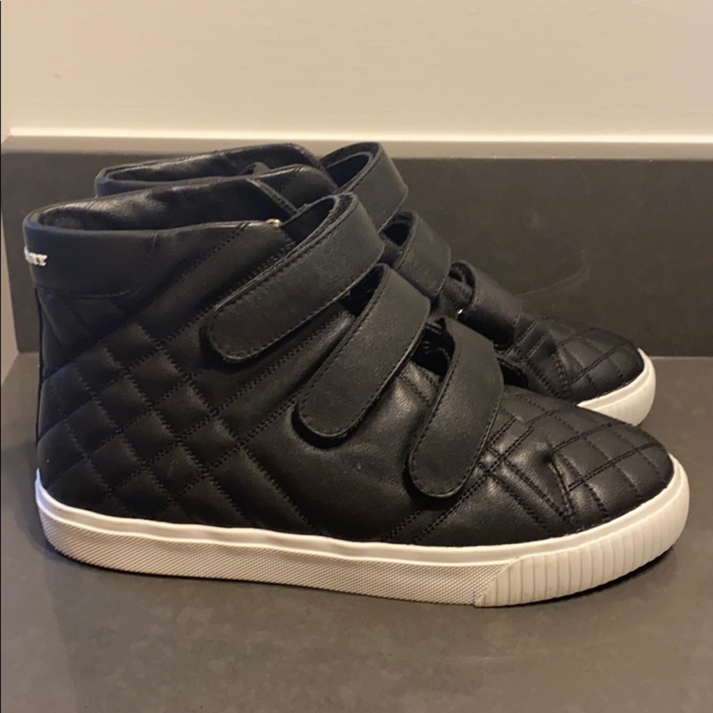 Burberry Kids Black Leather Hightops